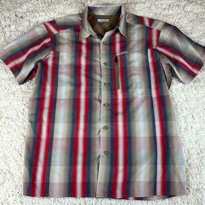 Columbia Shirt Mens Med Plaid Short Sleeve Button Up Omni-Shade Hiking Fishing